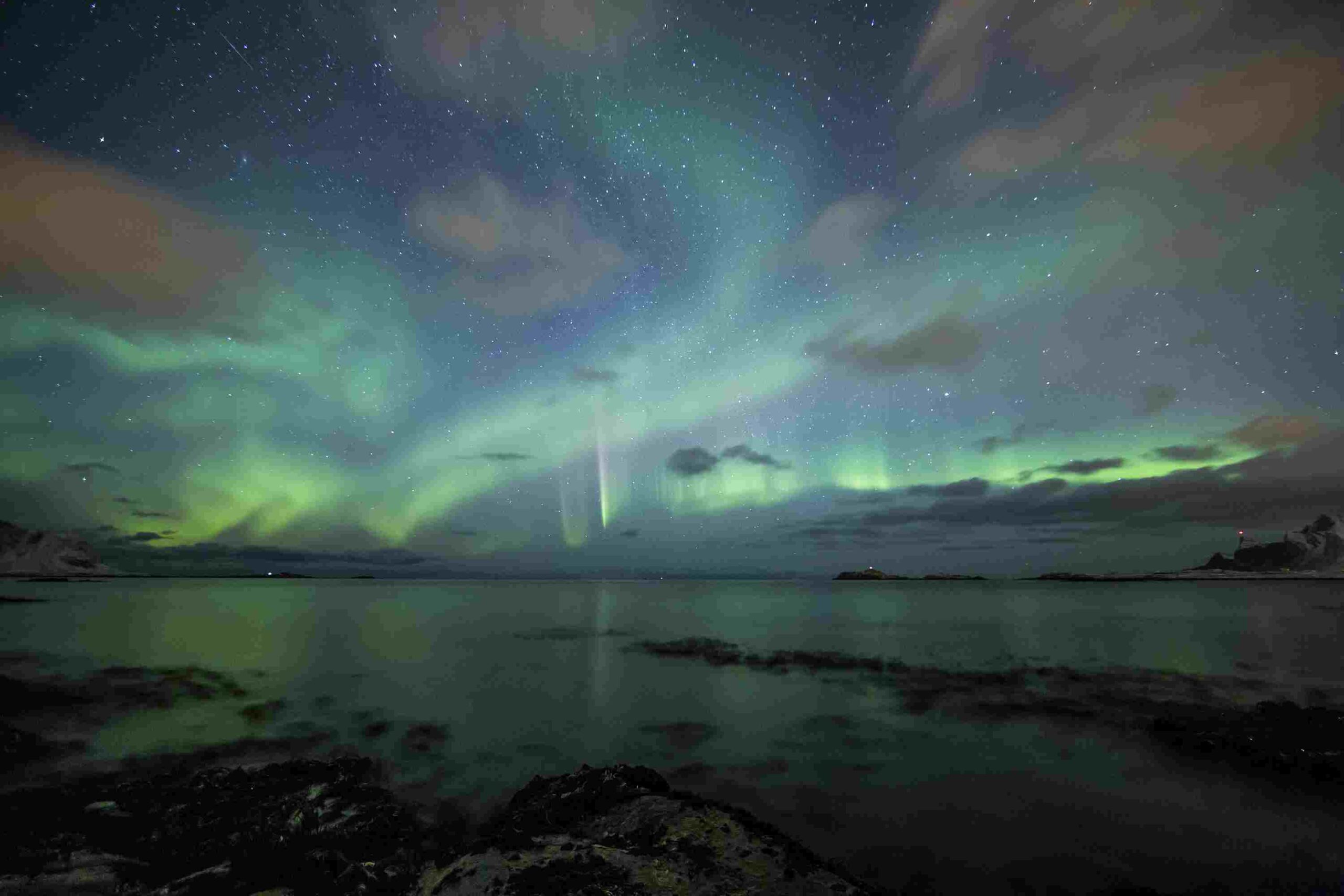 Beautiful View of sea and sky with glazing stars